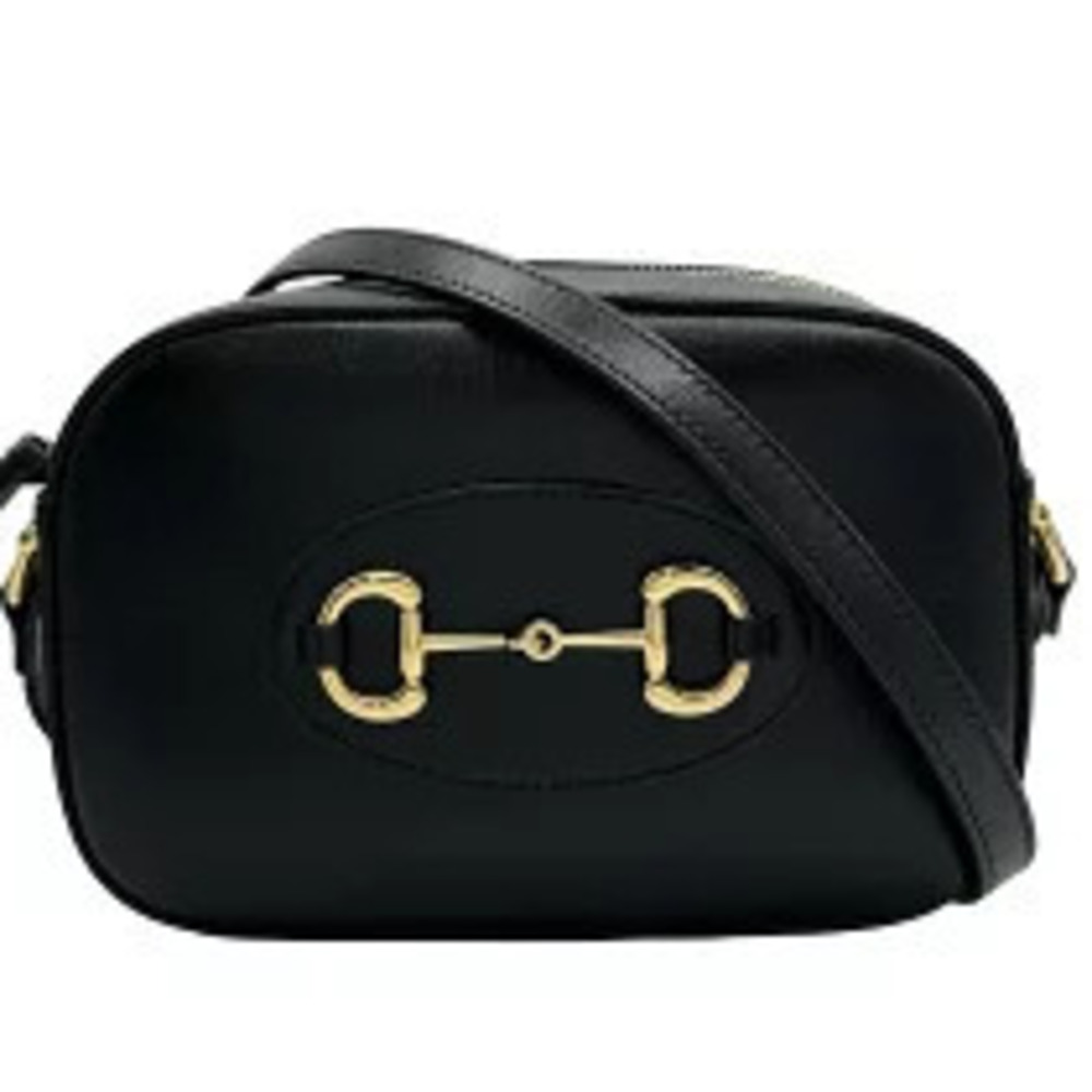 Gucci Horsebit Shoulder Bag Black Leather